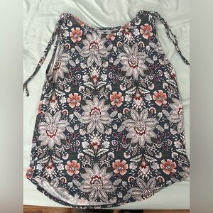 LOFT Floral Sleeveless Blouse - Black and Pink